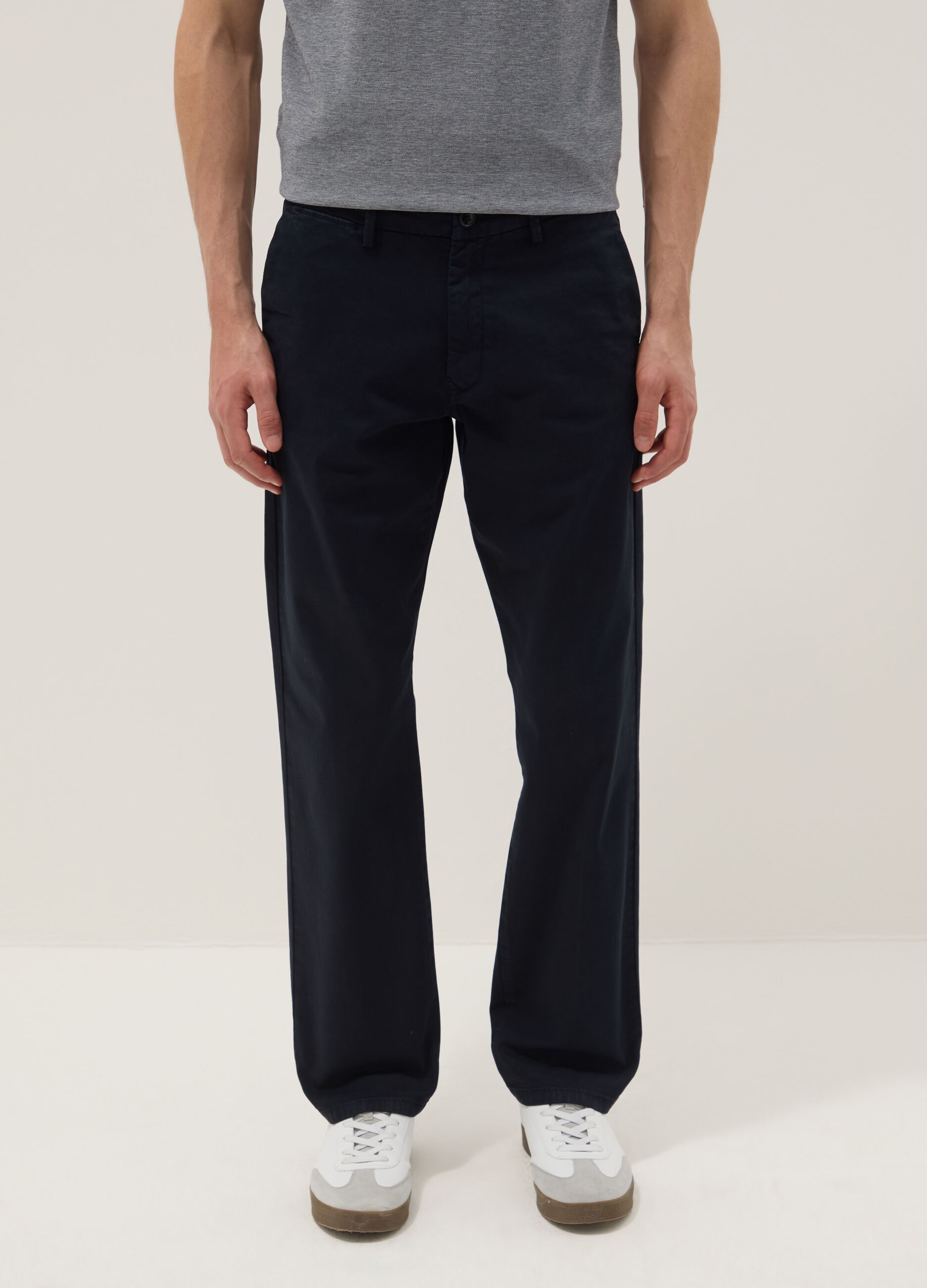 Blue regular-fit stretch cotton chino trousers