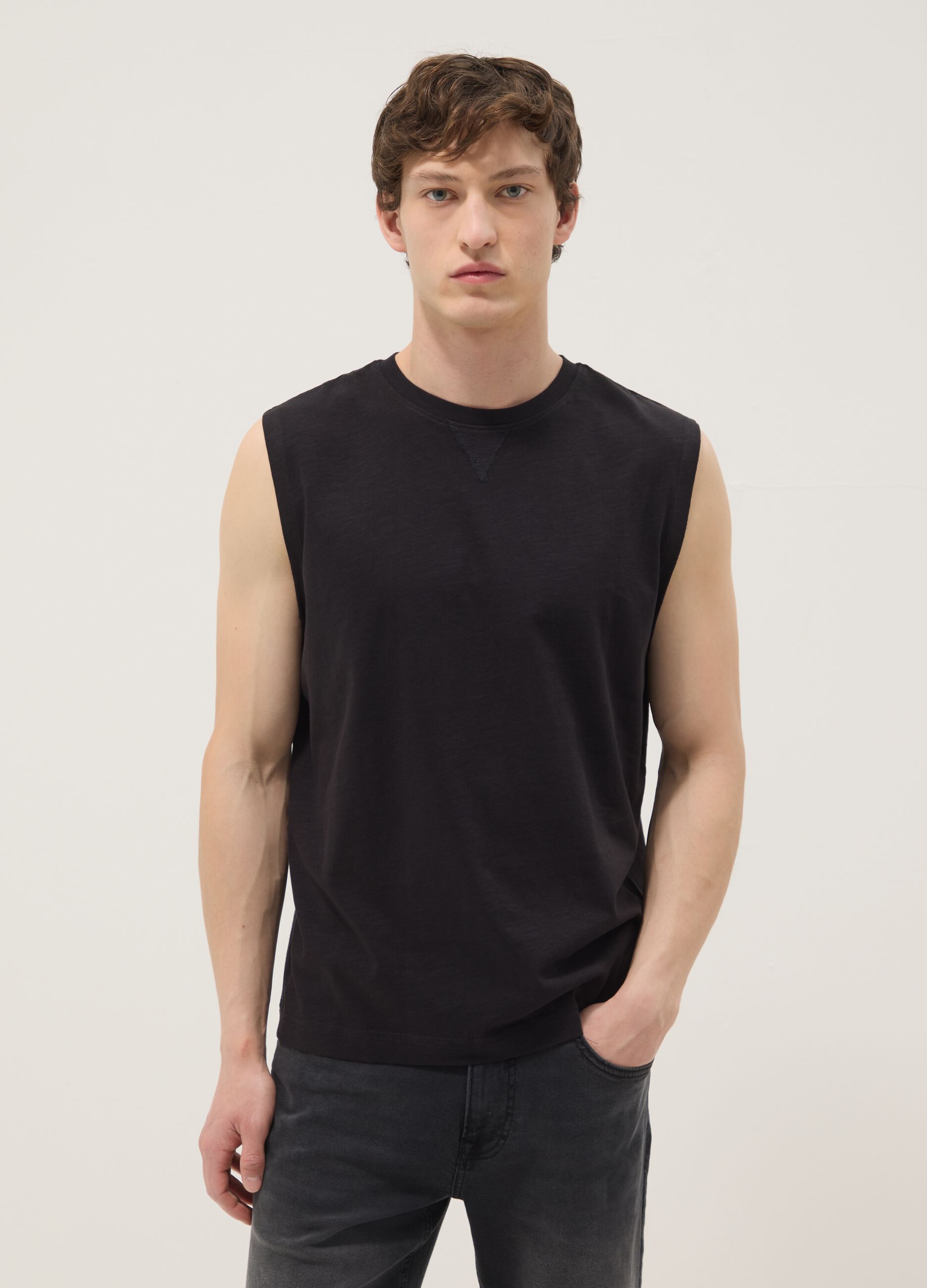 Black pure cotton vest