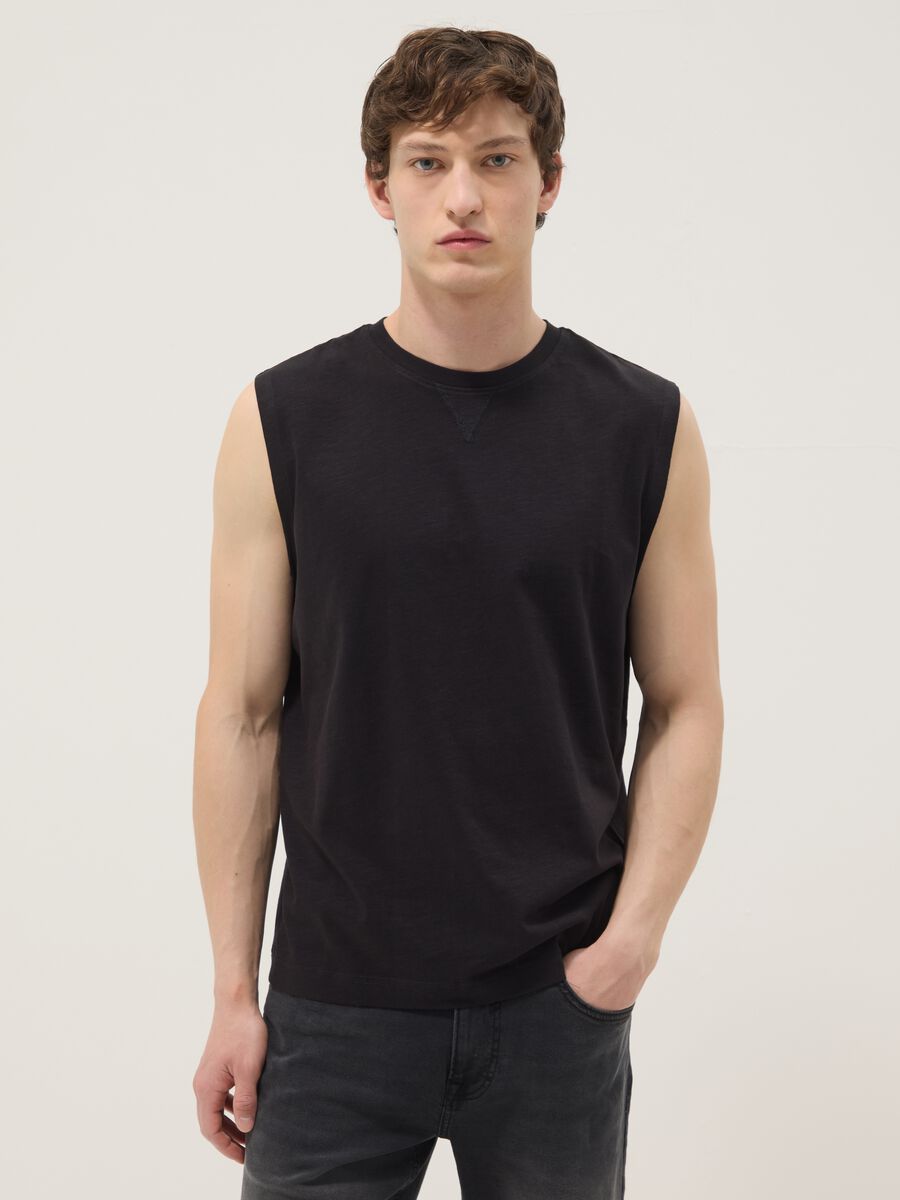 Black pure cotton vest_1