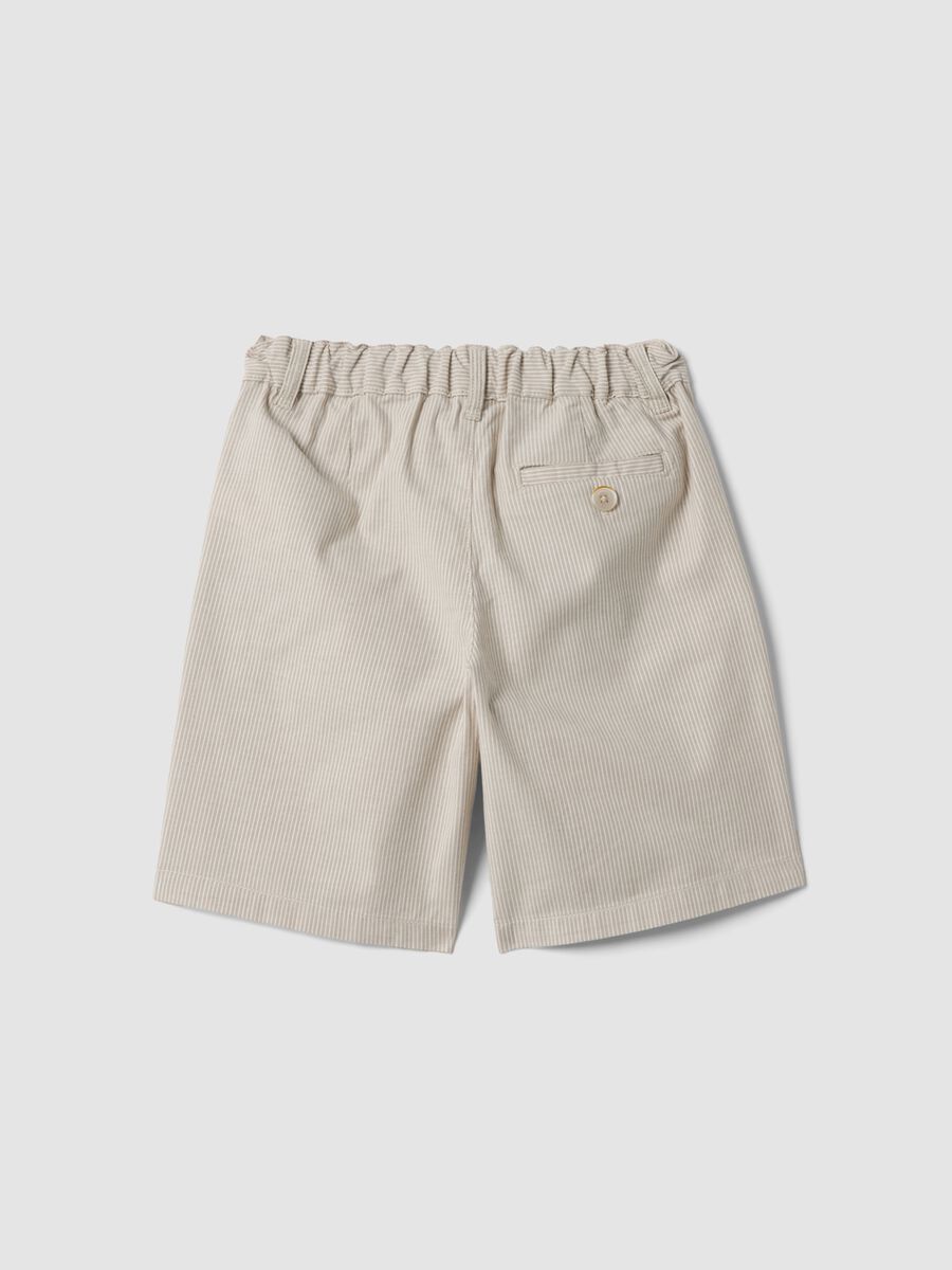 Beige striped stretch cotton boys&rsquo; Bermuda shorts, regular fit_1