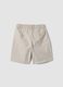 Beige striped stretch cotton boys&rsquo; Bermuda shorts, regular fit_1