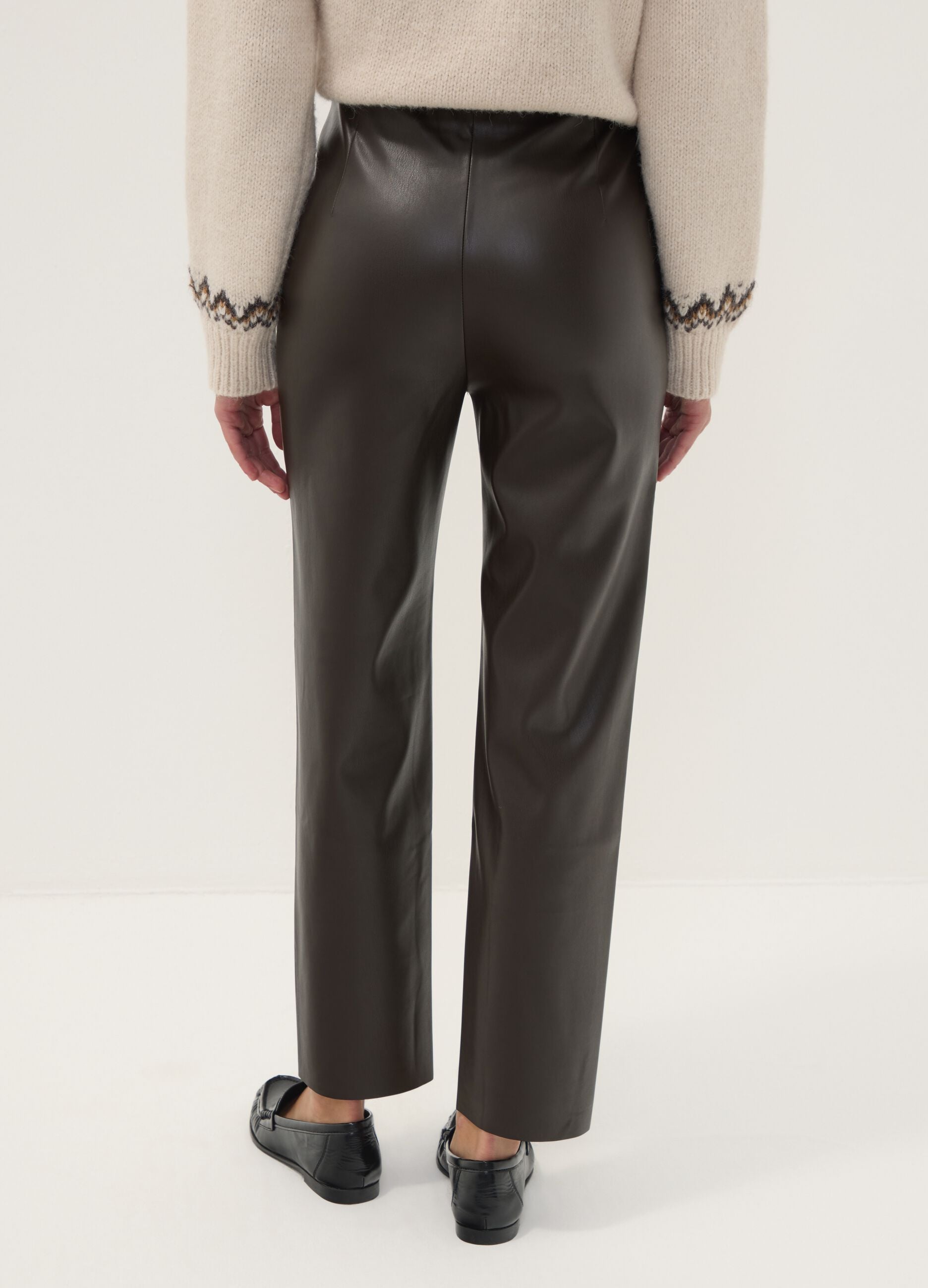 Leggings marroni slim fit con vita regular ed elastico