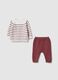 Baby girl's sweatshirt and trousers set in pure cotton with multicoloured stripes_0