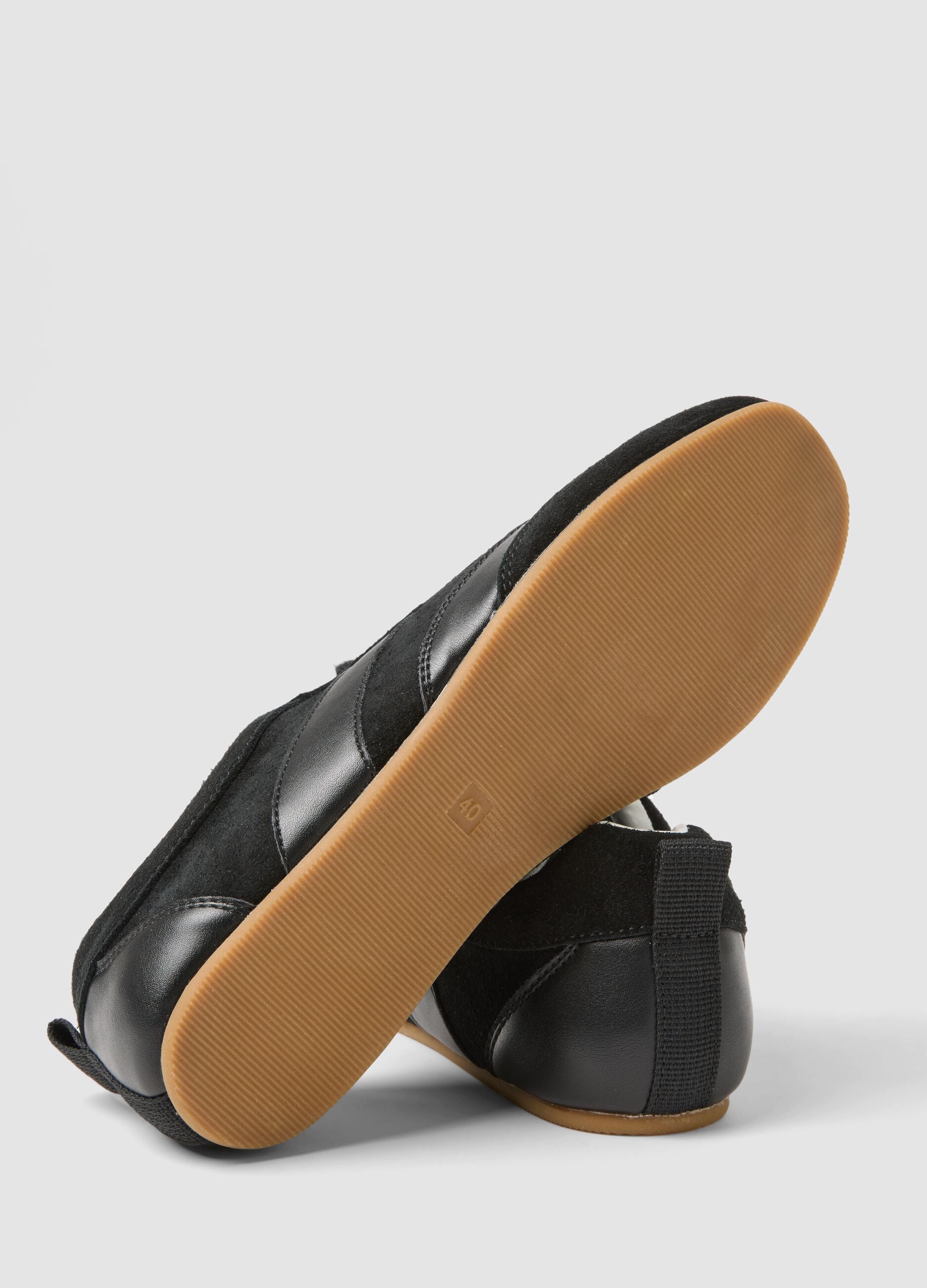 Black genuine leather sneakers