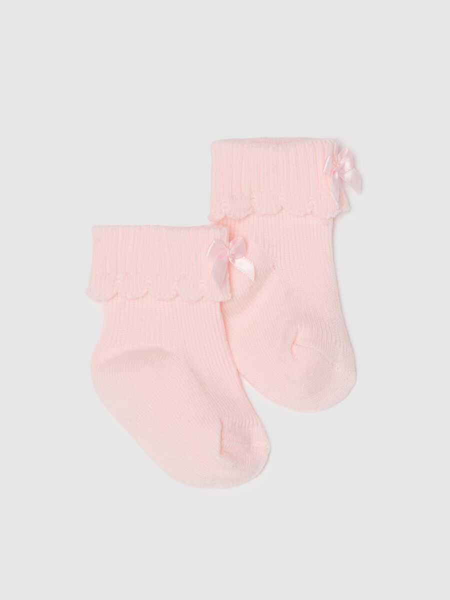 Sapatinhos rosa para beb&eacute; menina em mistura de algod&atilde;o el&aacute;stico com la&ccedil;o_0