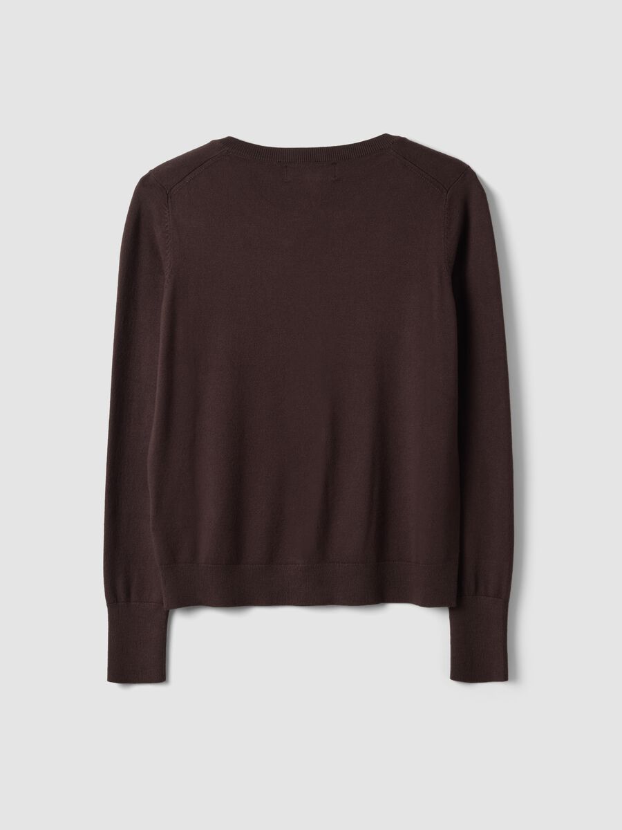 Brown viscose-blend crew-neck cardigan, regular fit_6