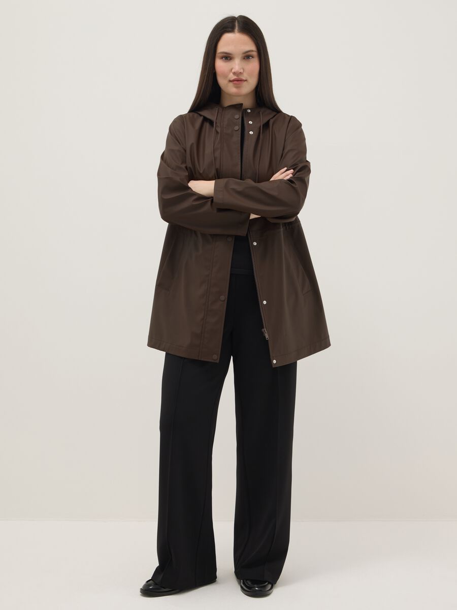 Brown rain jacket regular fit with hood_1