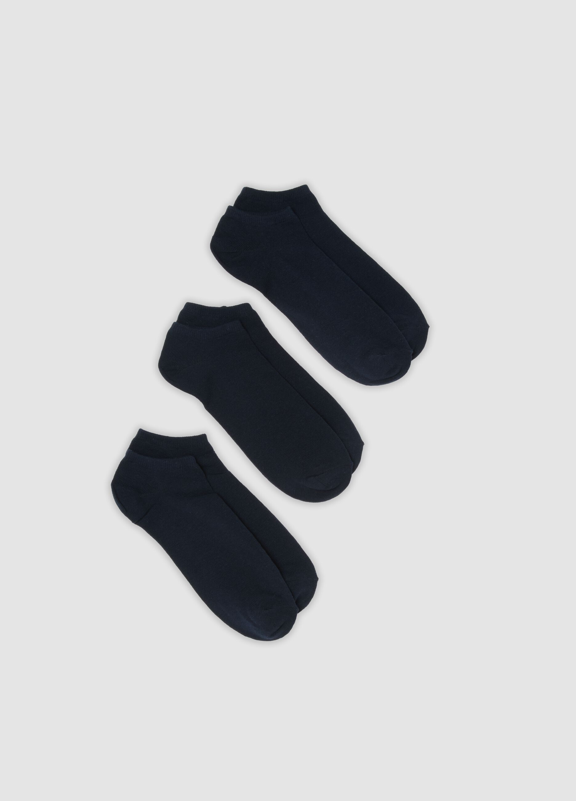 Tripack di calze alla caviglia blu in cotone organico elasticizzato