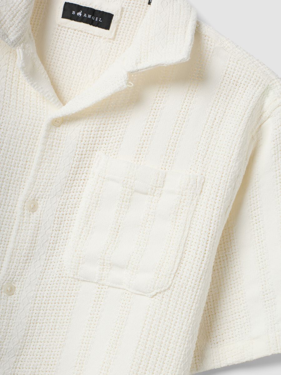 White short-sleeve pure cotton shirt_1
