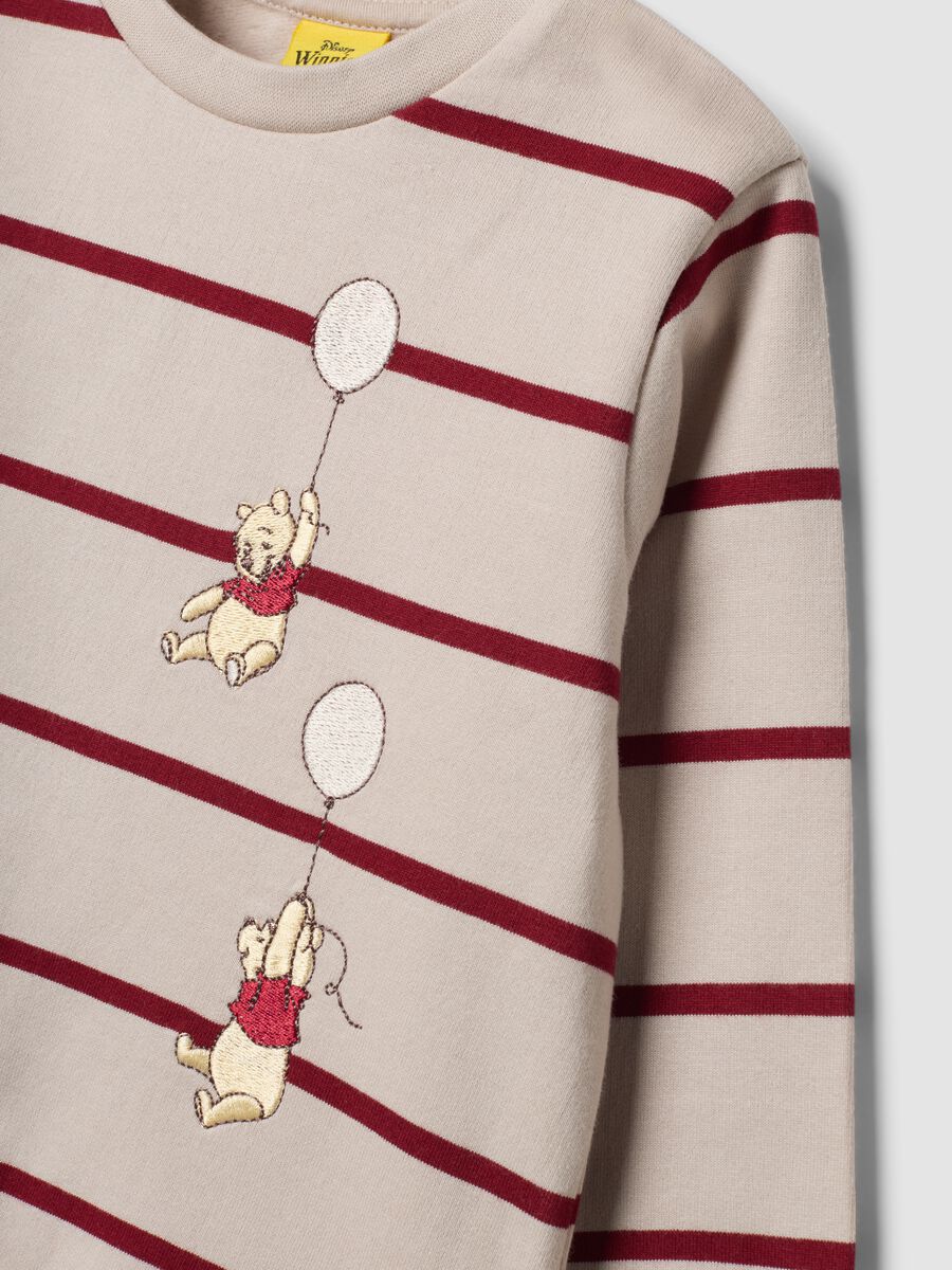Beige pure organic cotton striped pyjamas with Winnie the Pooh embroidery_2