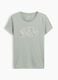 Sage green pure cotton T-shirt with floral GAP logo_3