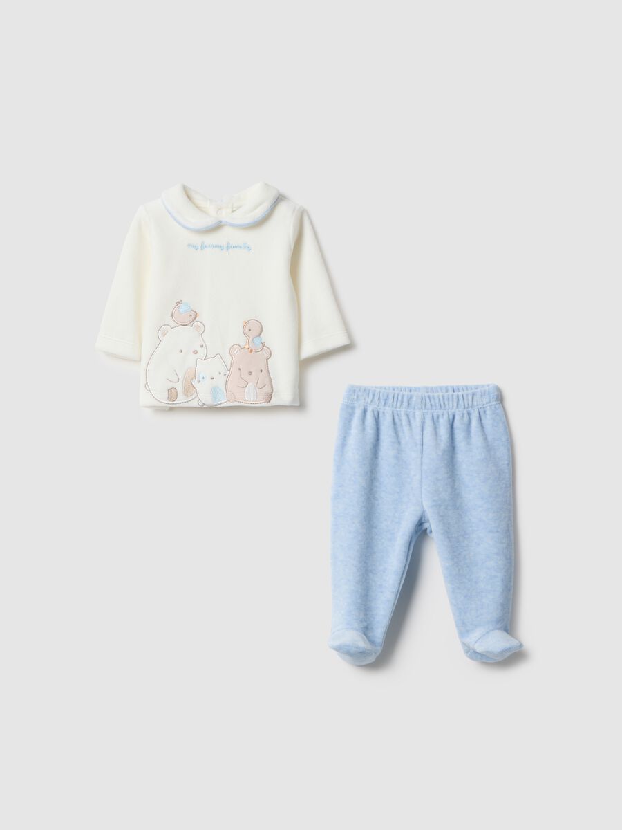Baby set in white and blue cotton blend_0