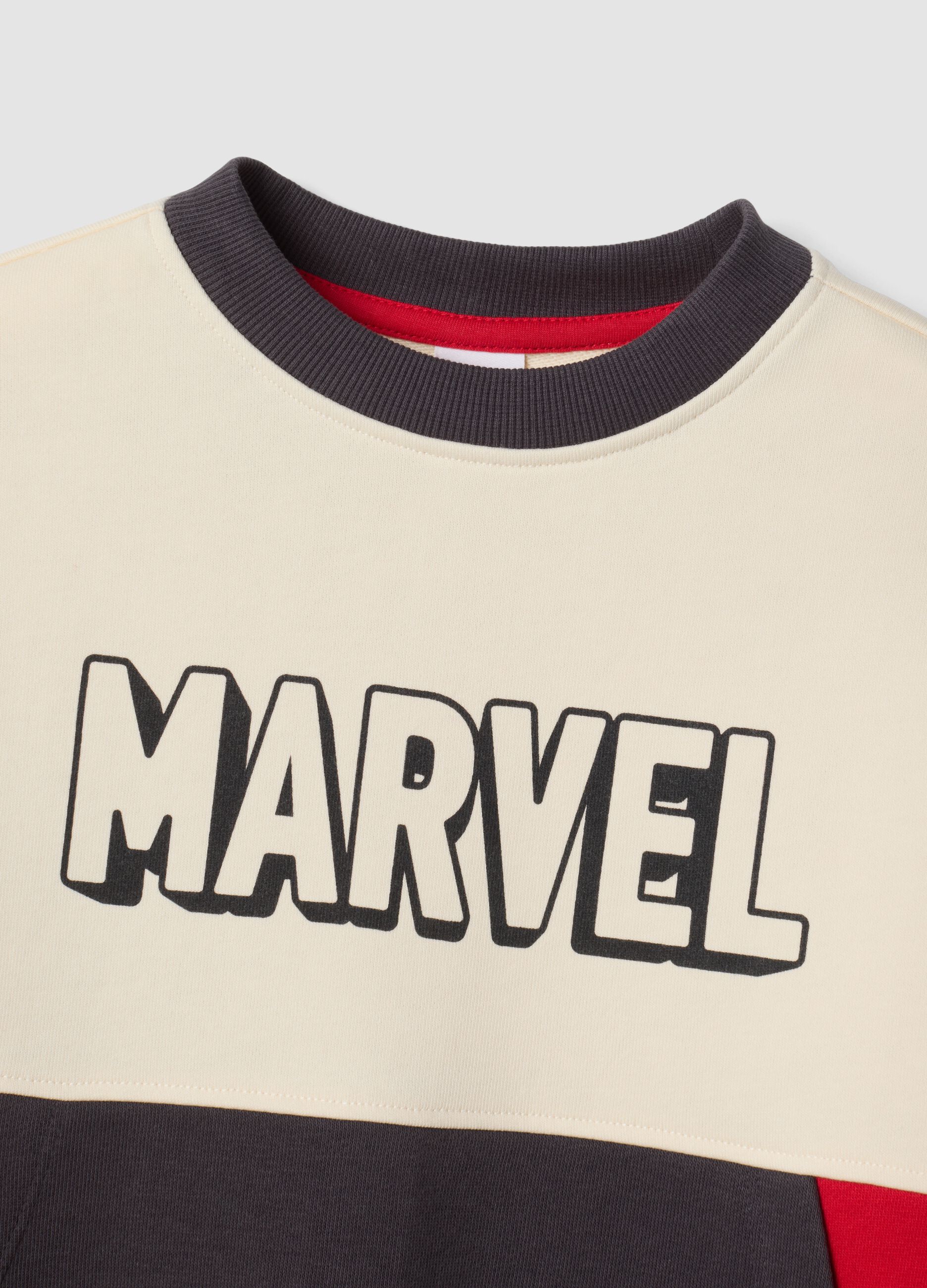 Beige and black cotton-blend tracksuit with MARVEL Spider-Man prints