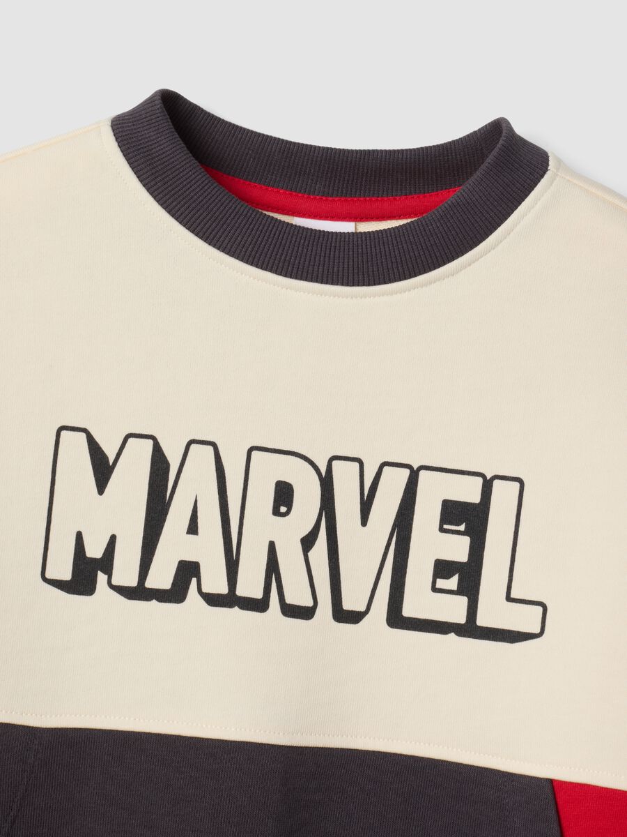 Beige and black cotton-blend tracksuit with MARVEL Spider-Man prints_3