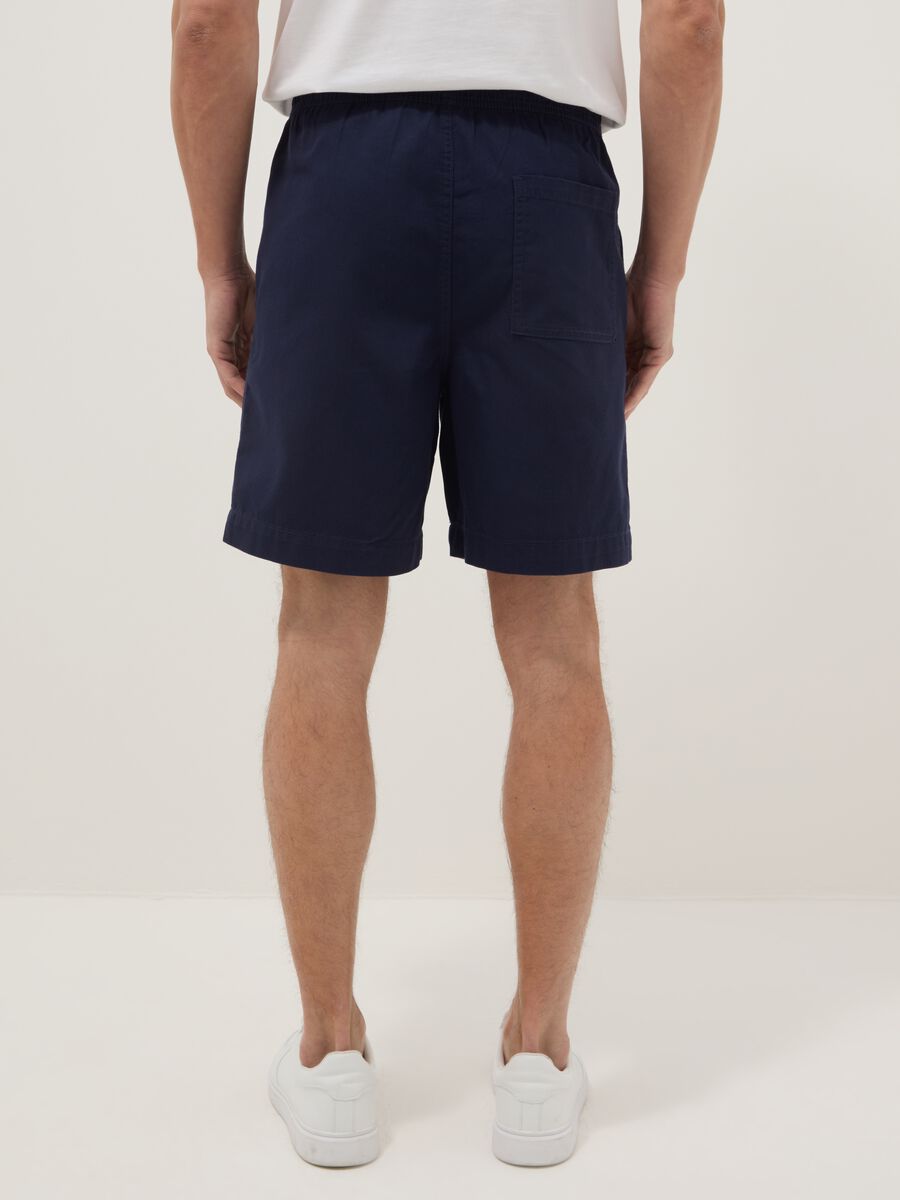 Blue pure cotton Bermuda shorts with elasticated waist_2