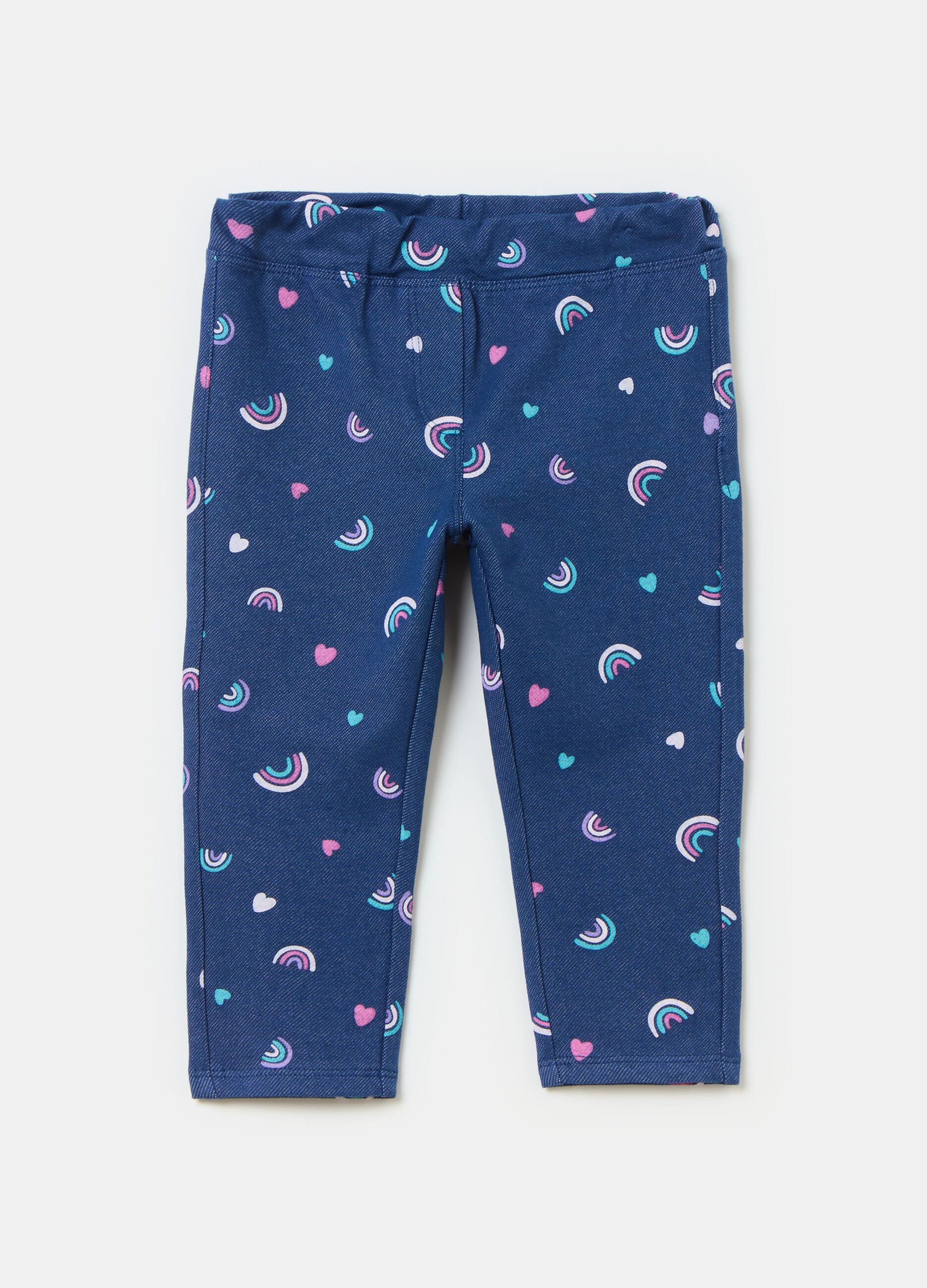Jeggings with hearts and rainbows print