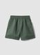 Green pure linen baggy fit cargo shorts for boys_0