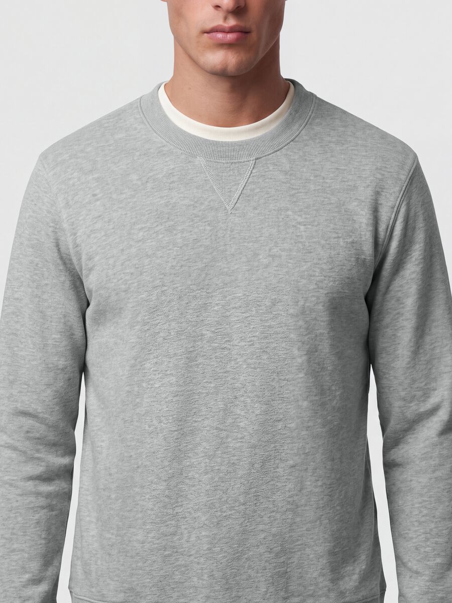 Grey crew-neck cotton-blend sweatshirt, regular fit_3