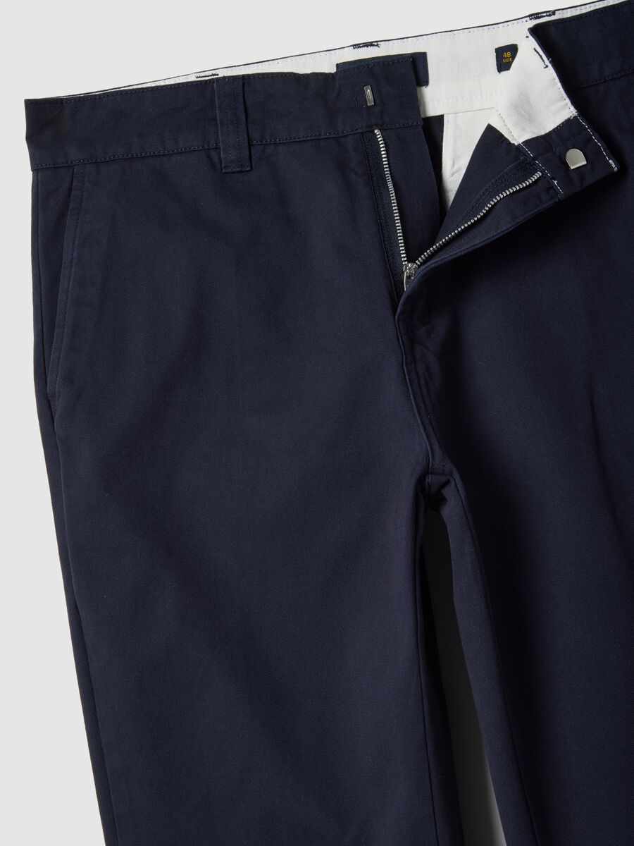 Straight blue twill chinos in pure cotton regular fit_5