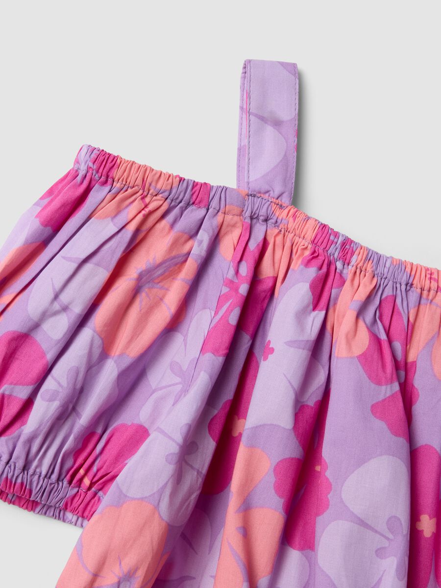 Purple pure cotton set with floral top and trousers_2