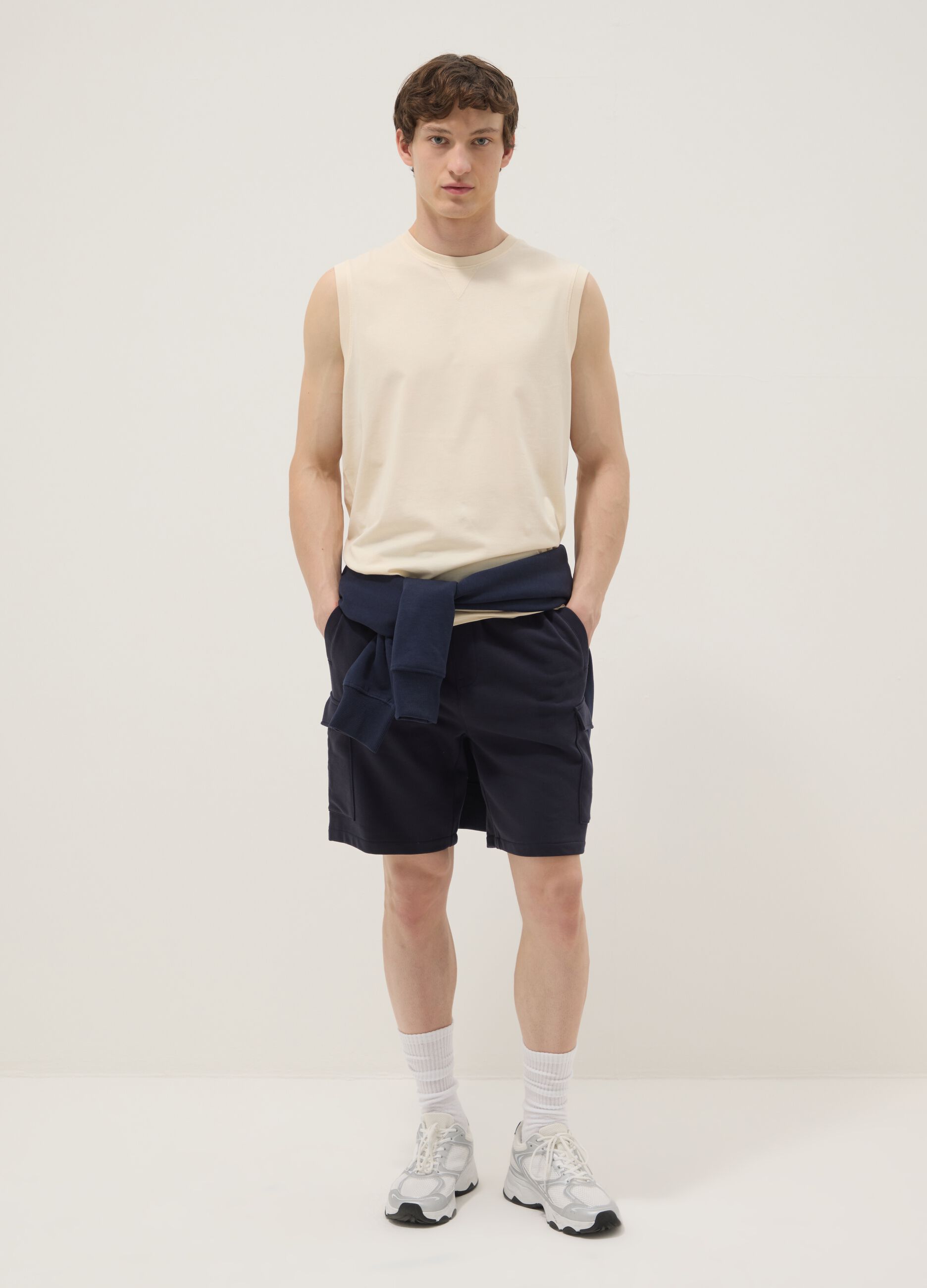 Beige pure cotton vest