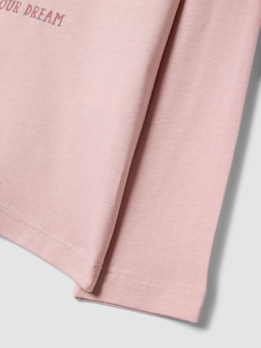 Pink organic cotton T-shirt with puppy print for girls_3
