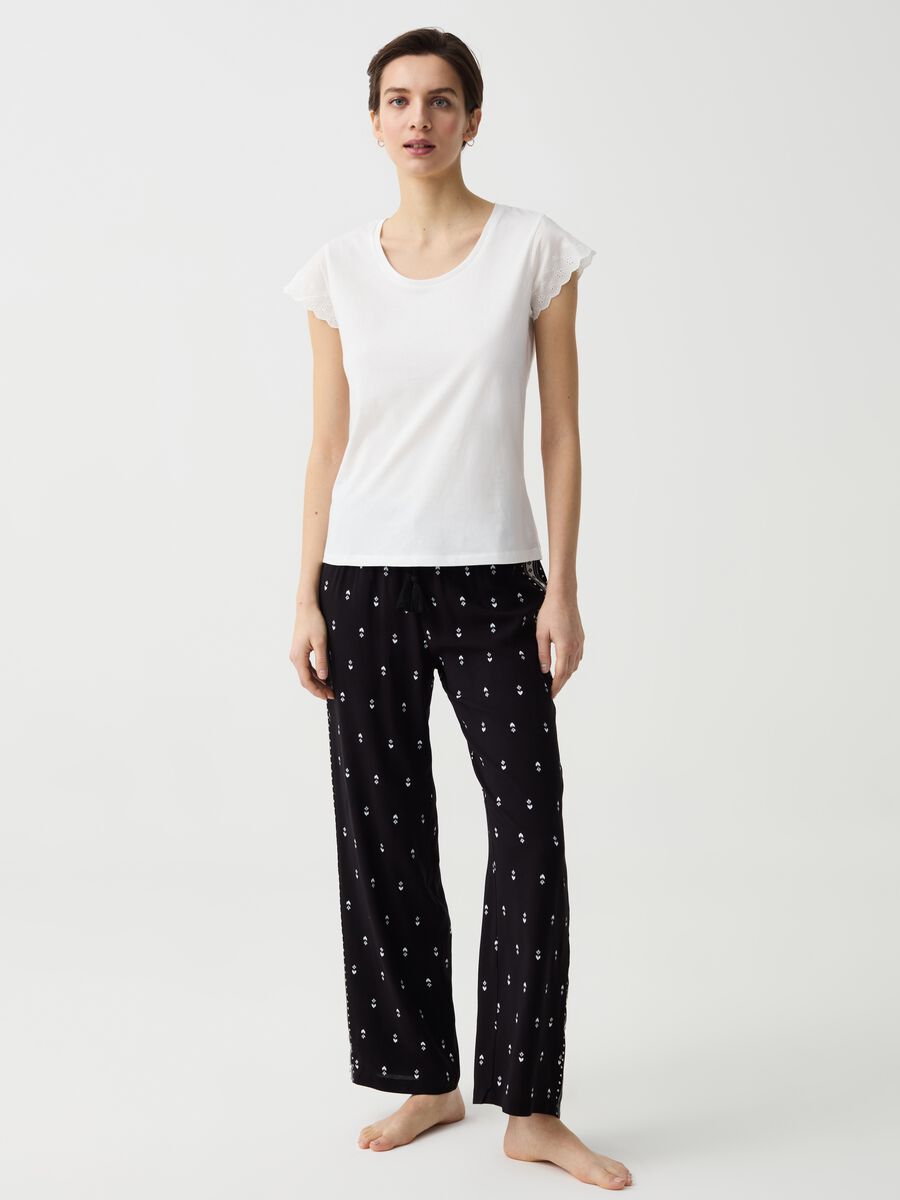 Pyjama trousers in canvas with ethnic print_0
