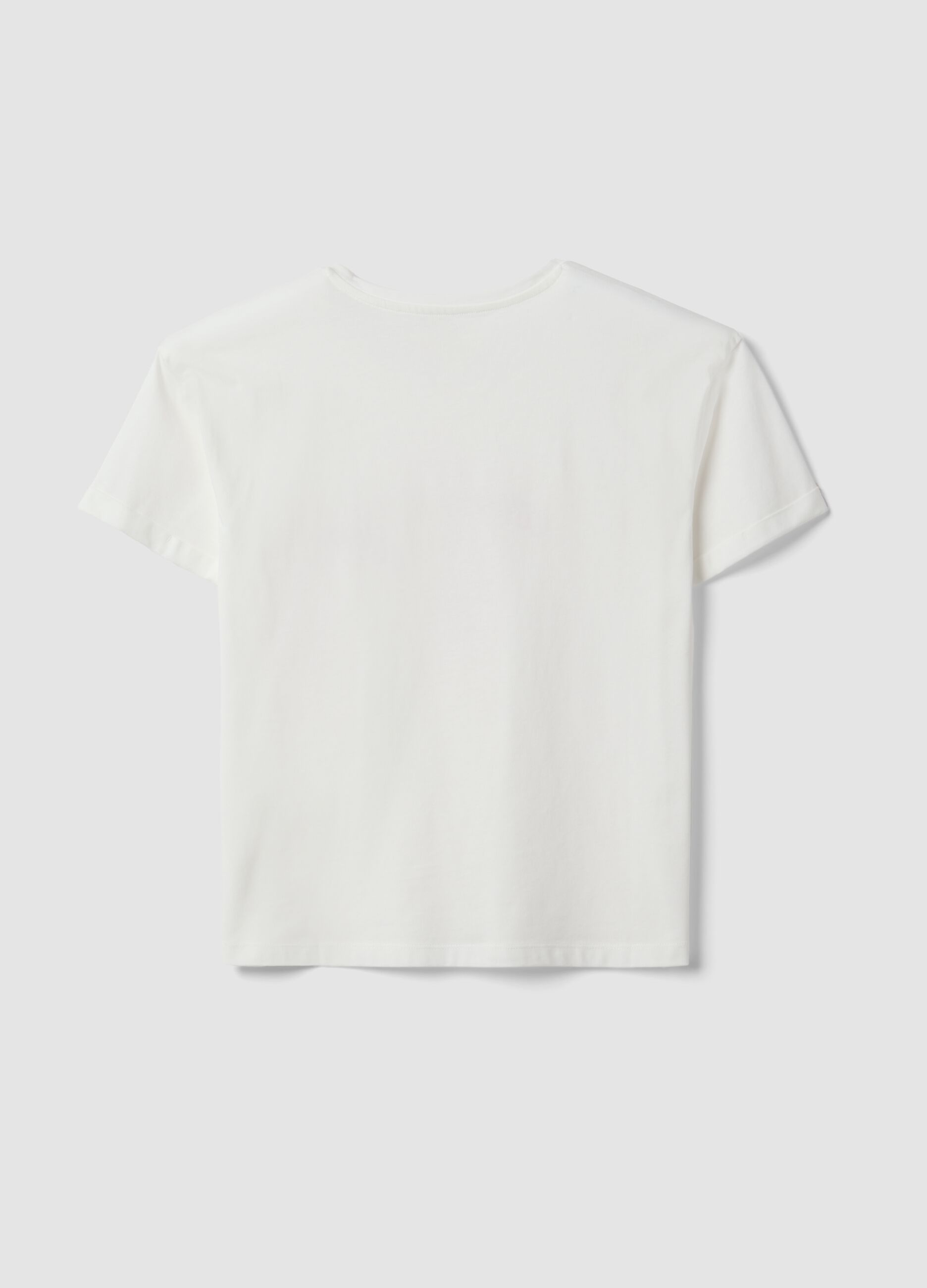 Wei&szlig;es Pyjama-T-Shirt aus Bio-Baumwolle mit Frontprint
