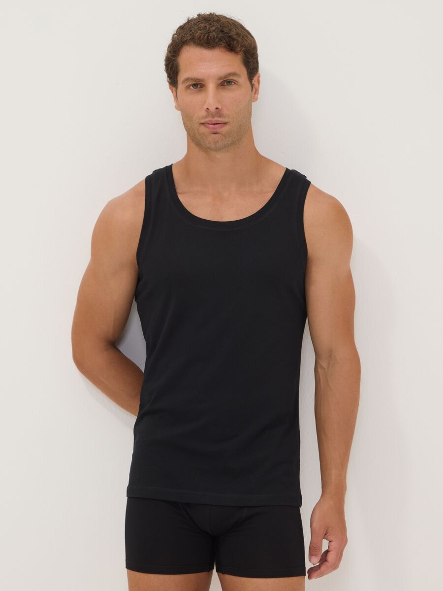 2-pack of black vests in pure extra-fine cotton_1