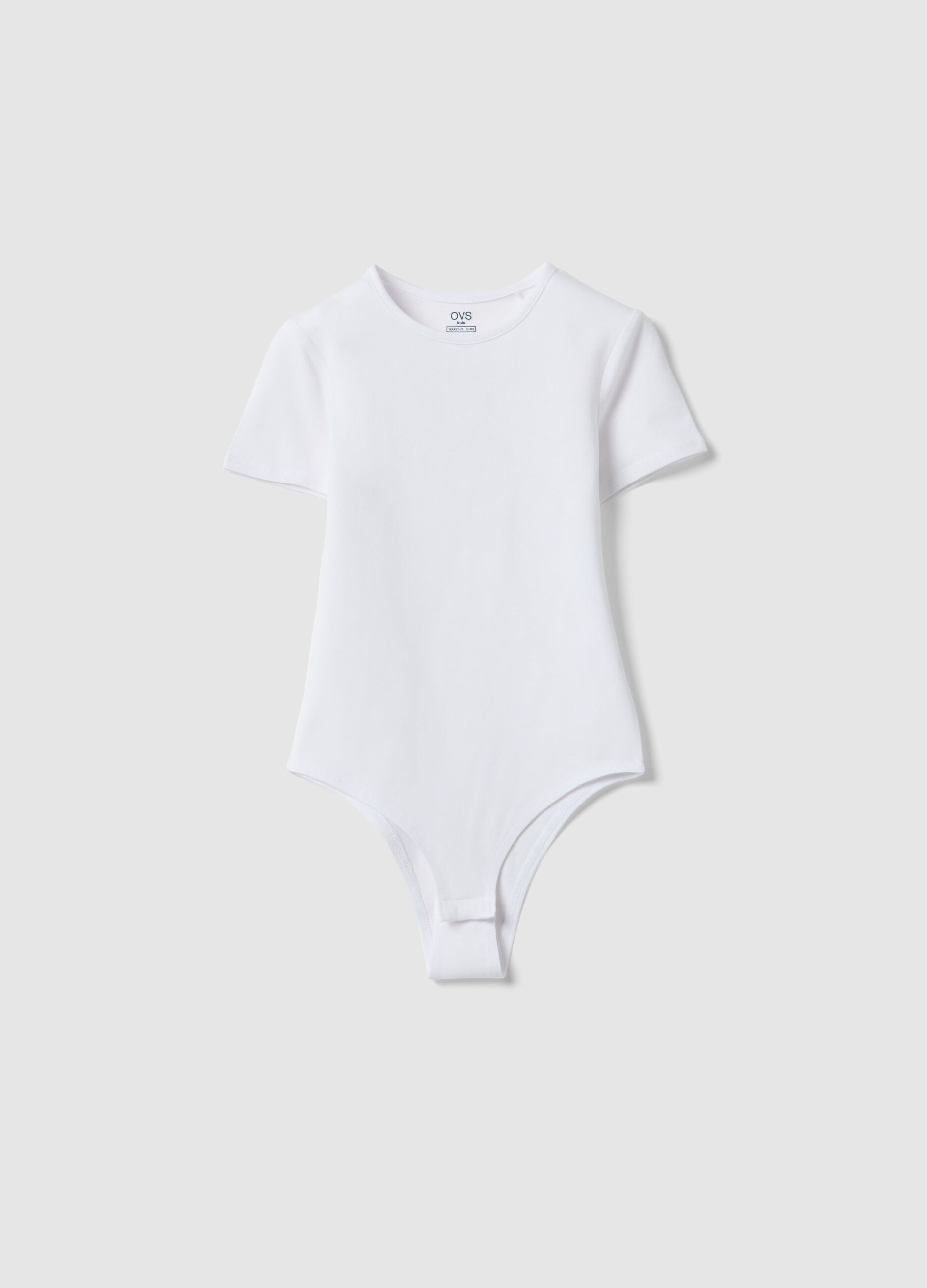 Girl's fitted white stretch cotton bodysuit
