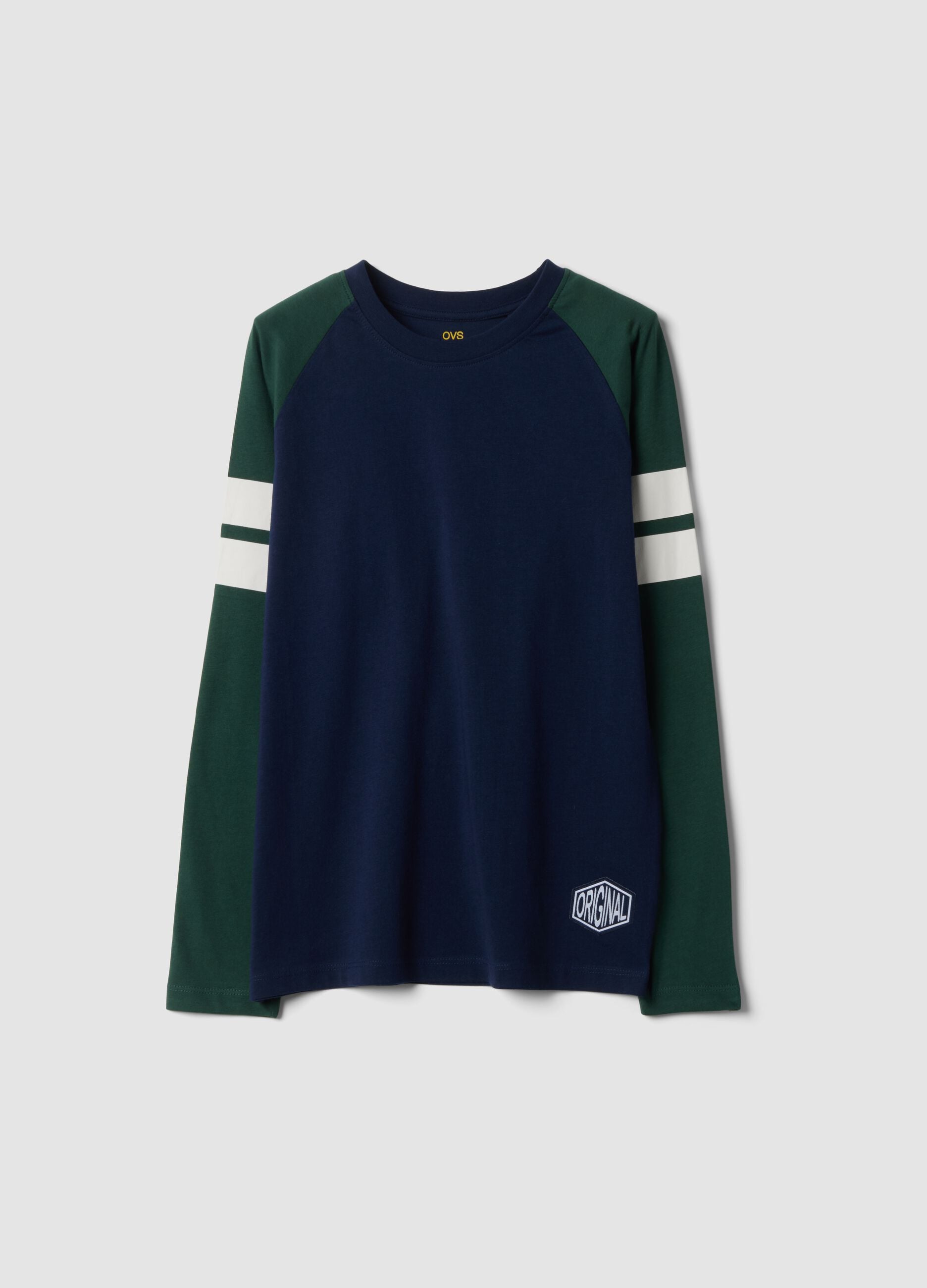 Blue organic cotton crew-neck T-shirt