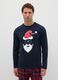 Regular fit blue Christmas pyjama top in pure cotton_0