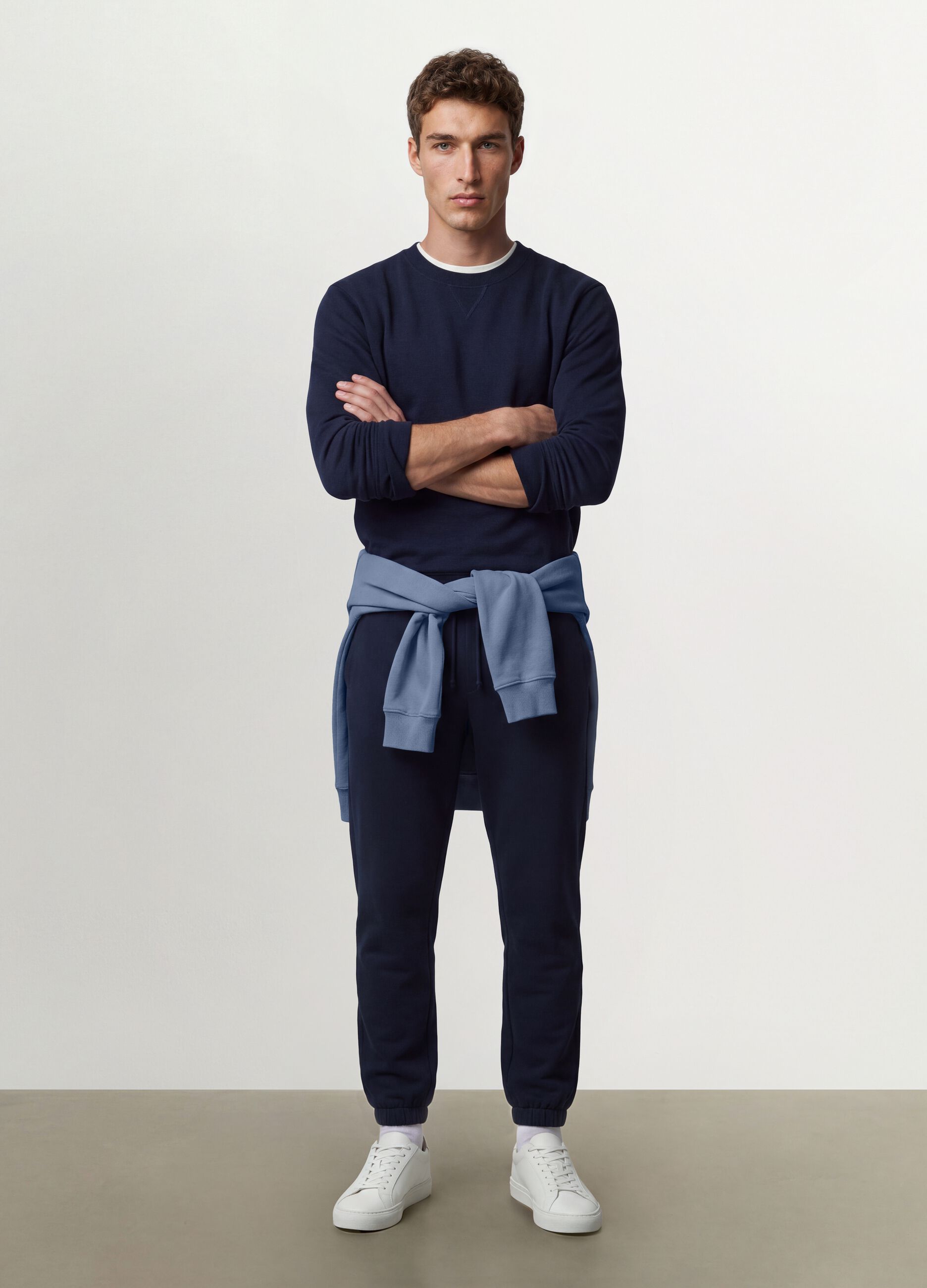Pantaloni jogger blu in misto cotone regular fit