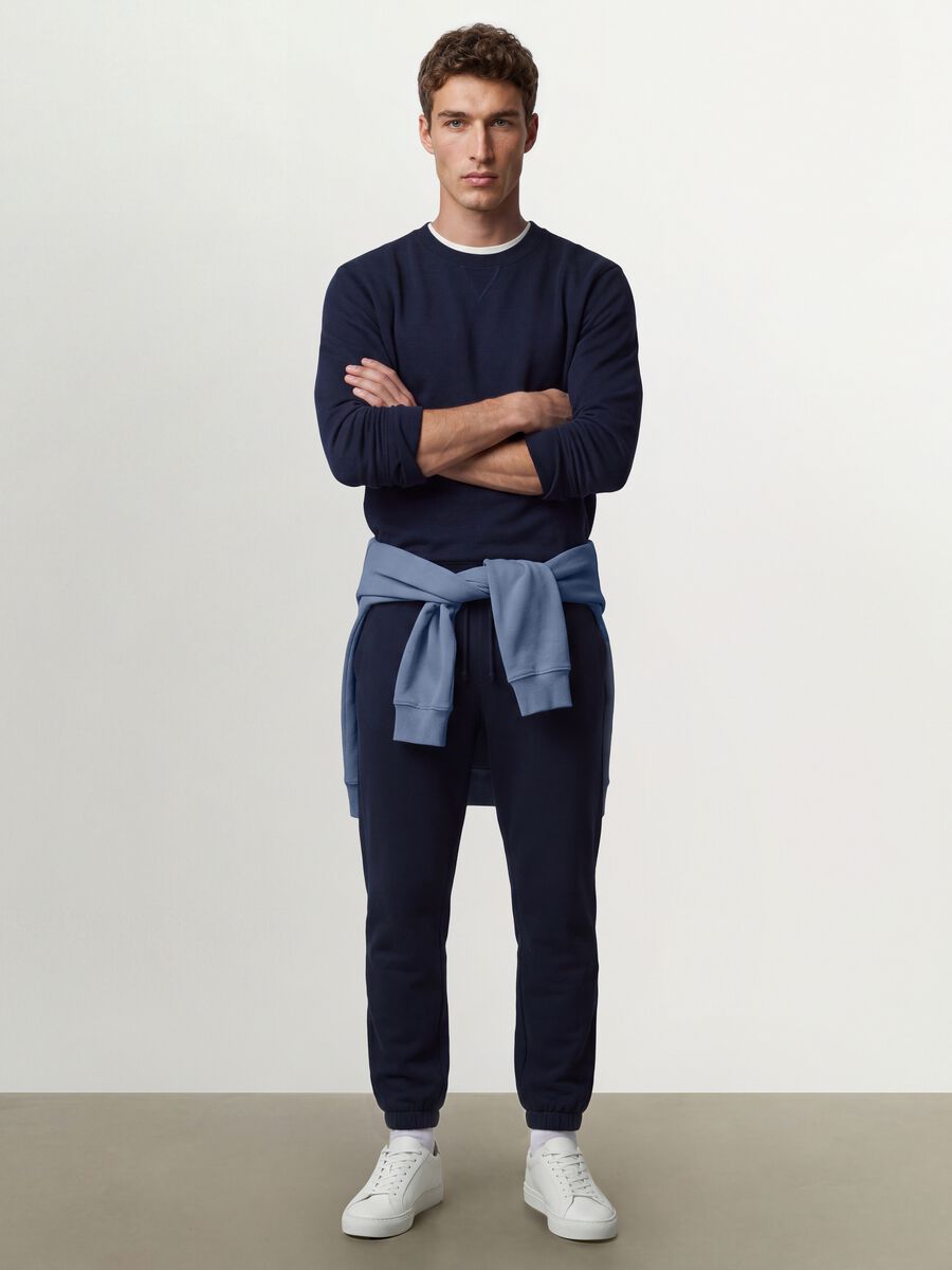 Blue cotton-blend joggers, regular fit_0