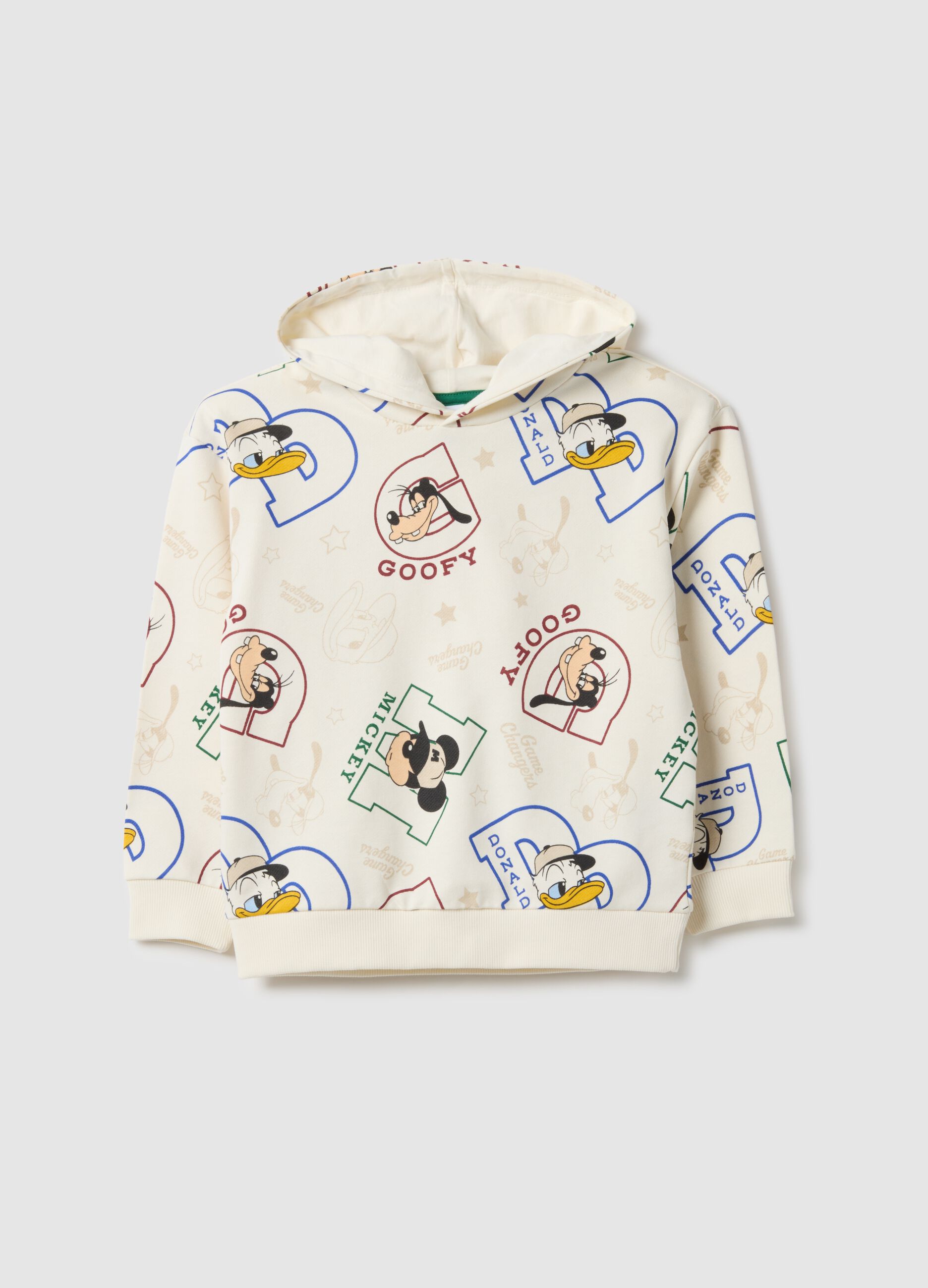 Beige children's hoodie in pure cotton over fit