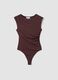Body marrone in tessuto elasticizzato con arricciature regular fit_0