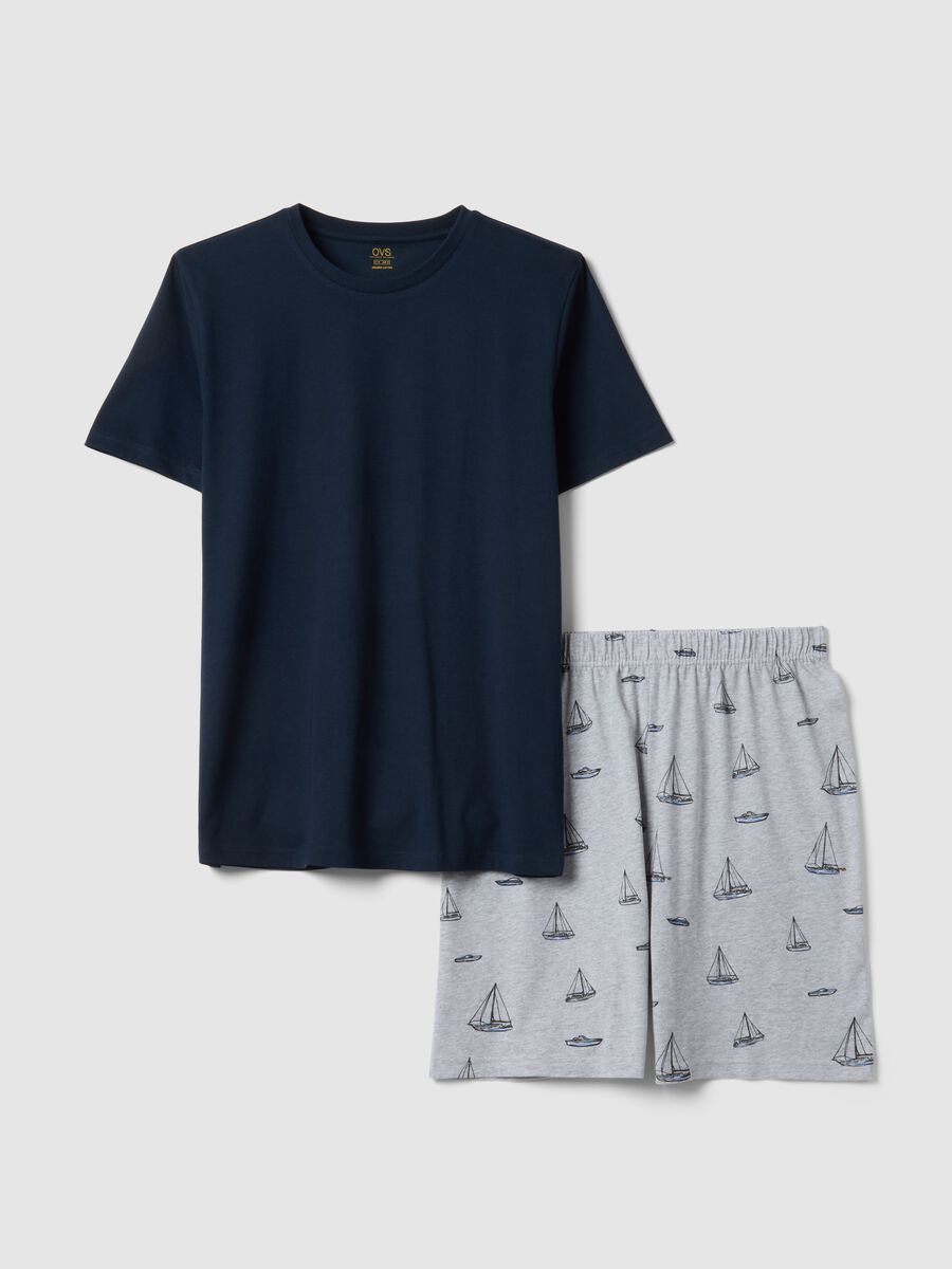 Multifarbene Pyjamas aus reiner Bio-Baumwolle im Regular Fit mit Prints_0