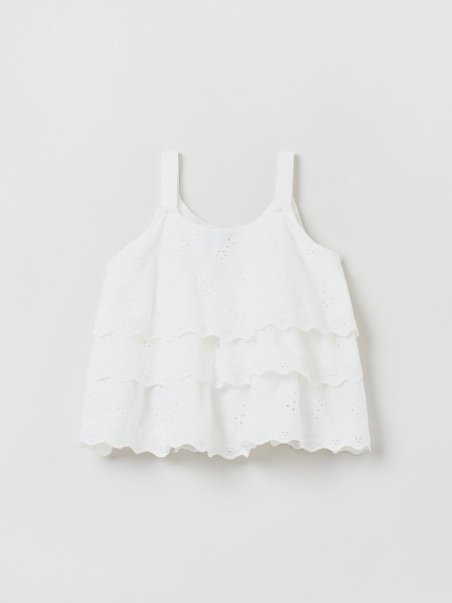 Tiered tank top in broderie anglaise cotton_1
