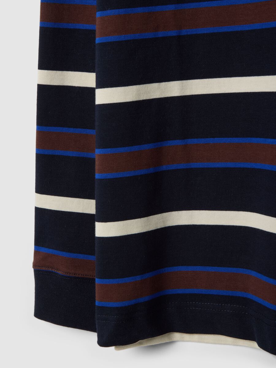 Long sleeve pure cotton polo with multicolour stripes, regular fit_5