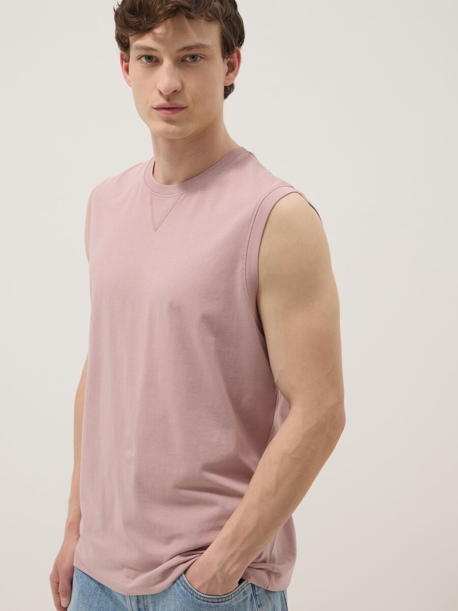 Pink pure cotton tank top_0
