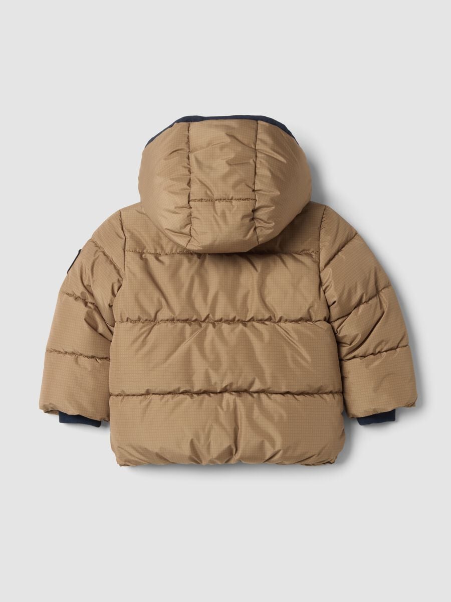 Tobacco brown padded hooded jacket_1