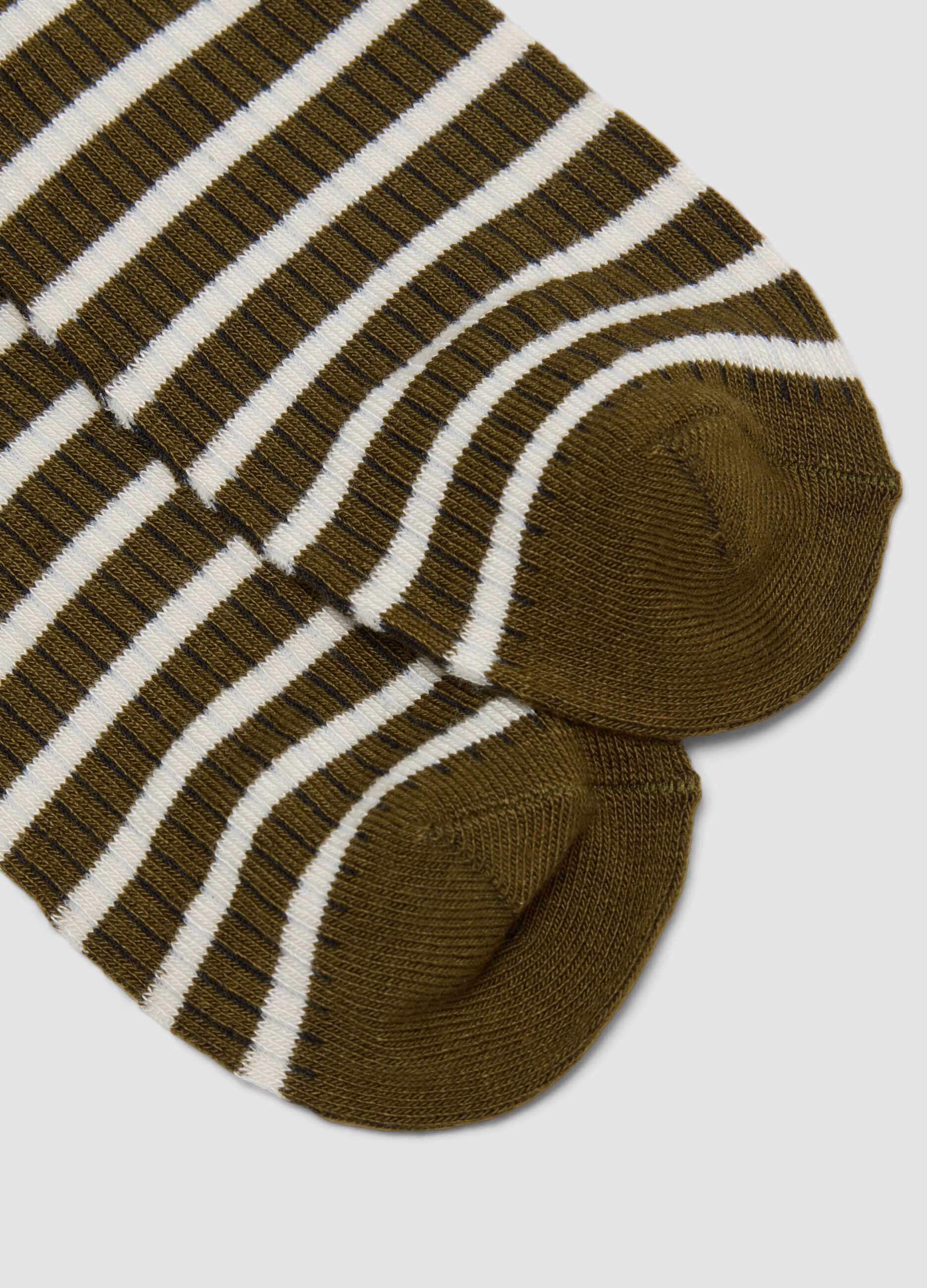 Green striped stretch-fabric socks