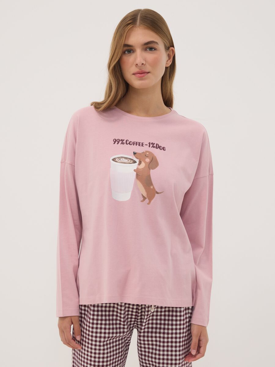 Pink pure organic cotton crew-neck pyjamas_1