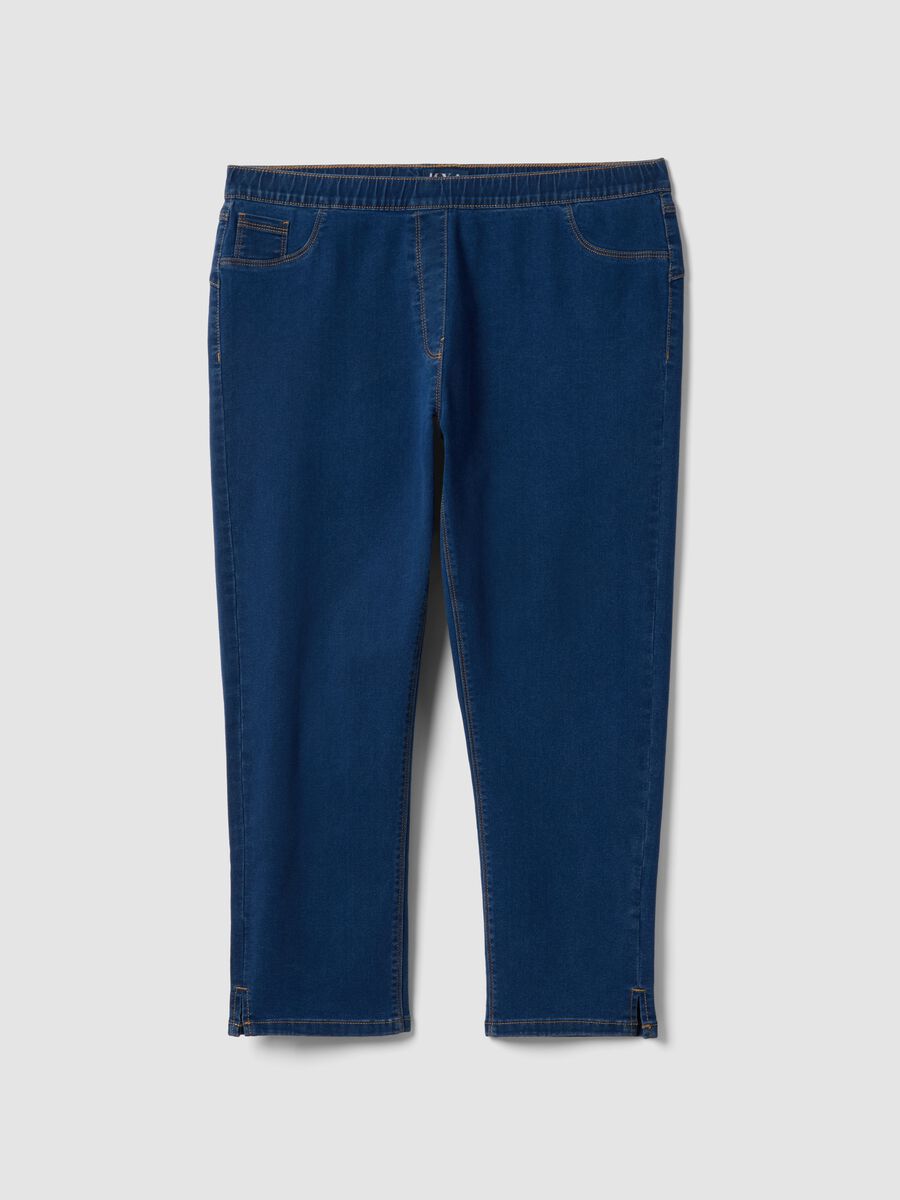 Slim fit blue stretch cotton blend trousers_4