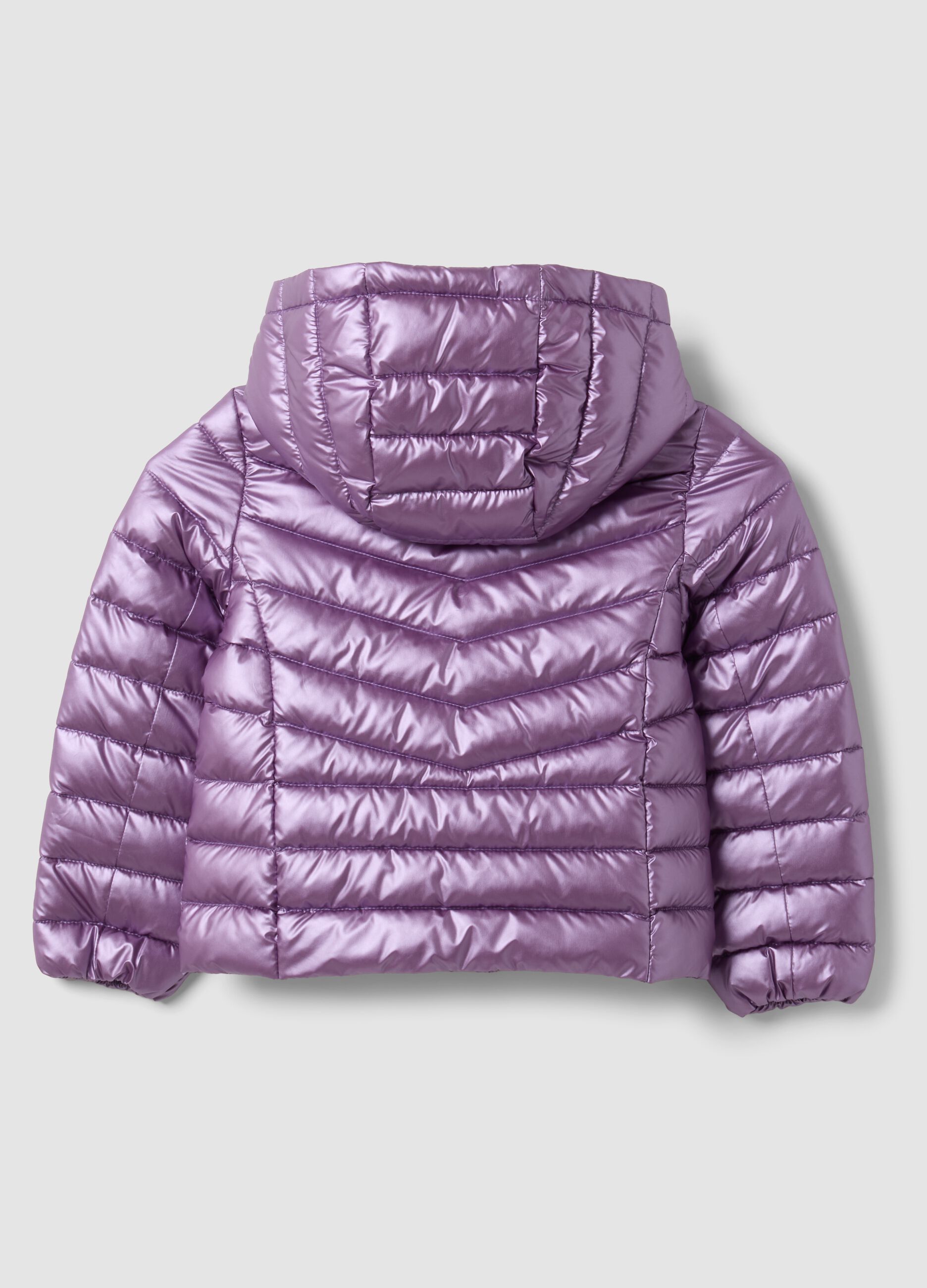 Violette Ultralight Steppjacke mit Kapuze und Rei&szlig;verschluss f&uuml;r M&auml;dchen