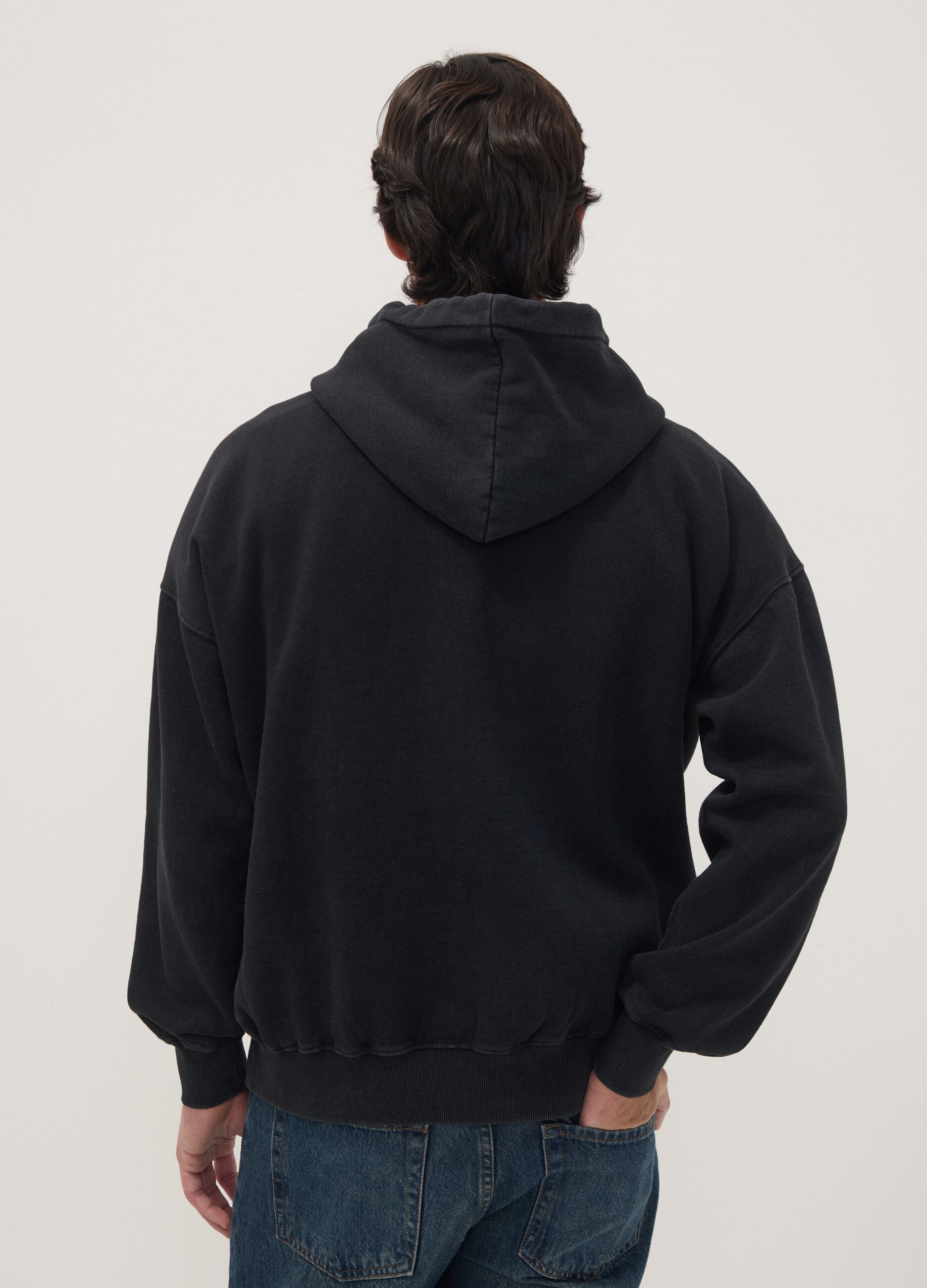 Black cotton-blend hoodie with Pink Floyd print