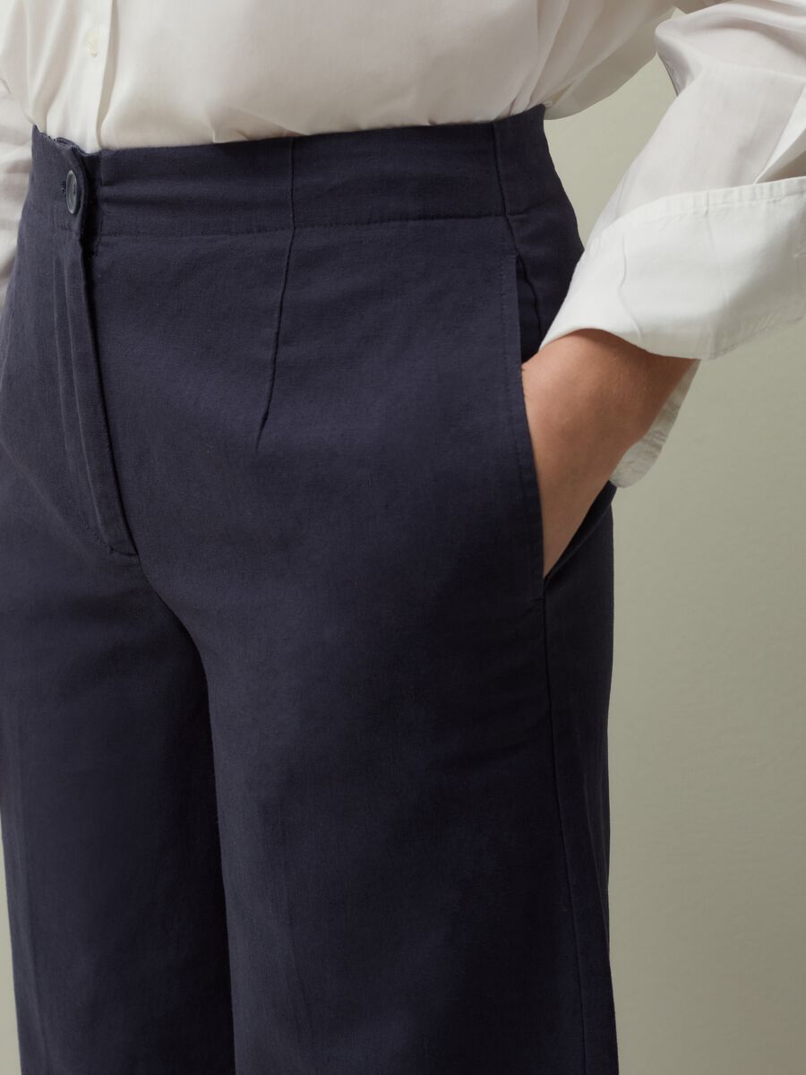 Wide-leg trousers in linen and cotton_3