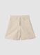 Beige cotton-linen blend shorts with embroidery_0