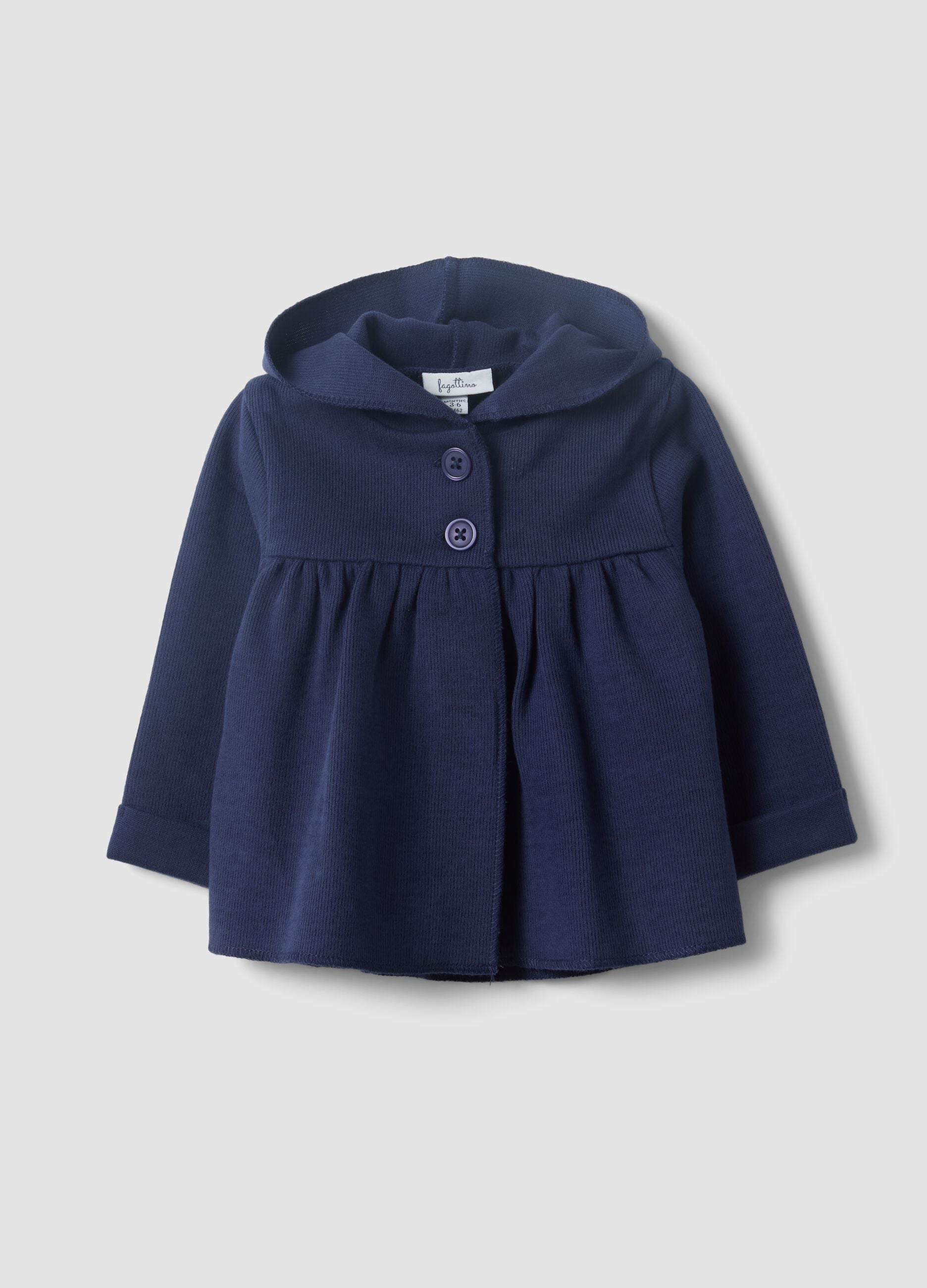 Blaue Kapuzen-Sweatjacke aus reiner Bio-Baumwolle f&uuml;r Baby M&auml;dchen