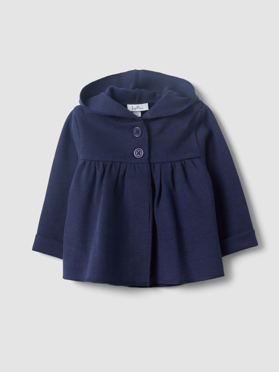 Blaue Kapuzen-Sweatjacke aus reiner Bio-Baumwolle f&uuml;r Baby M&auml;dchen_0